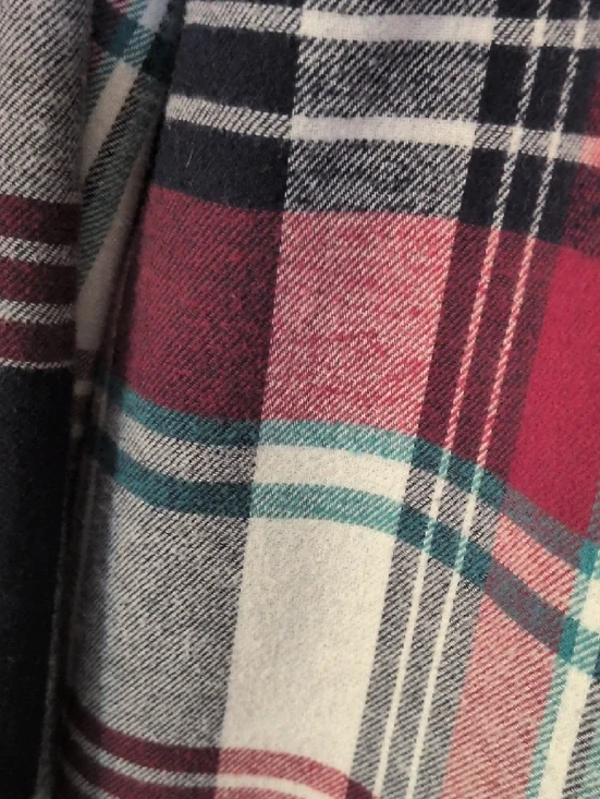 Orvis Plaid Snap-Front Jacket - Burgundy, Black, White, Teal With Pockets. - Picture 12 of 12